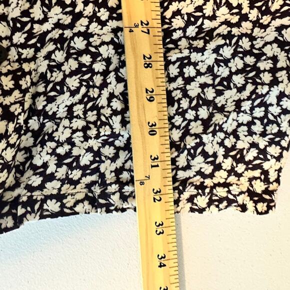 French Connection Button Down Mini Shirt Dress Black White Floral Print Small - Picture 6 of 8